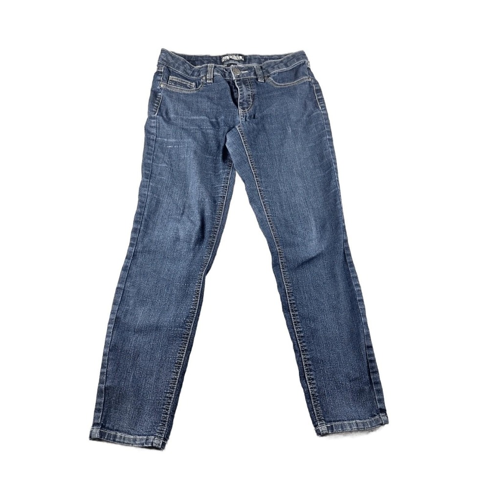 Y2K djeans Jeans Women 4 Blue Skinny Mid Rise Stretch Embroidered Streetwear 00s